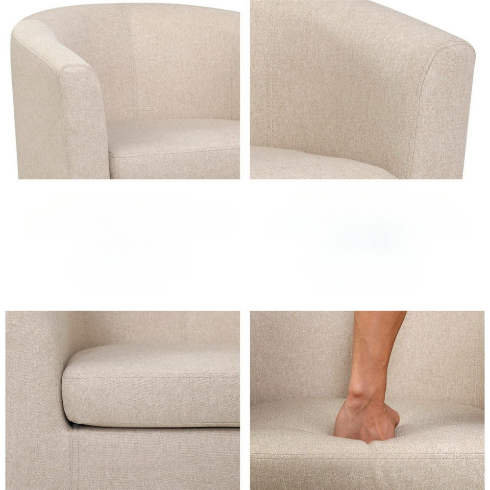 Armchair Lounge Chair Tub Accent Armchairs Fabric Sofa Chairs Beige