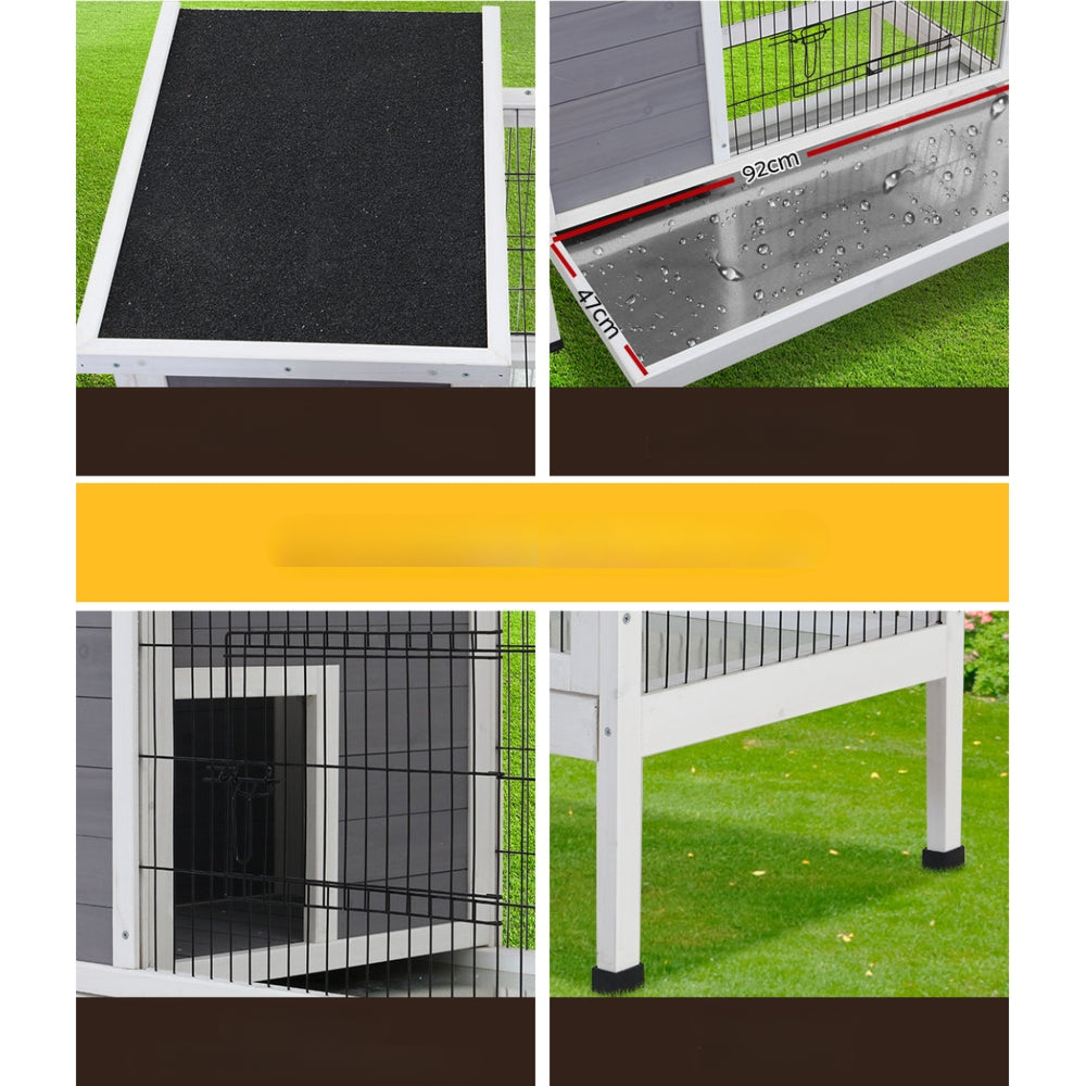 Rabbit Chicken Coop Wooden Ferret Cage House Outdoor - Large