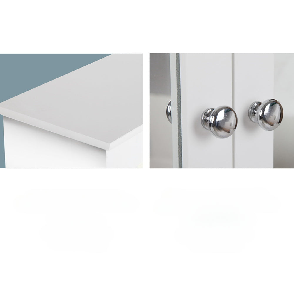 Bathroom Tallboy Storage Cabinet with Mirror - White