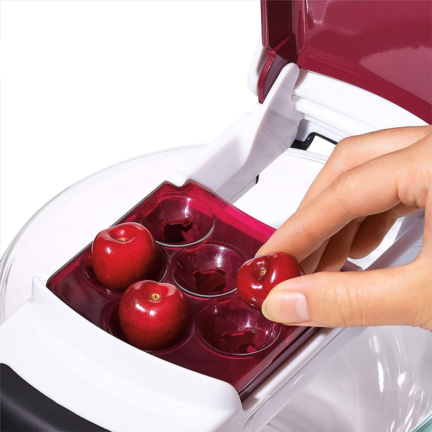 Quick-Release Multi-Cherry Pitter - White and Red