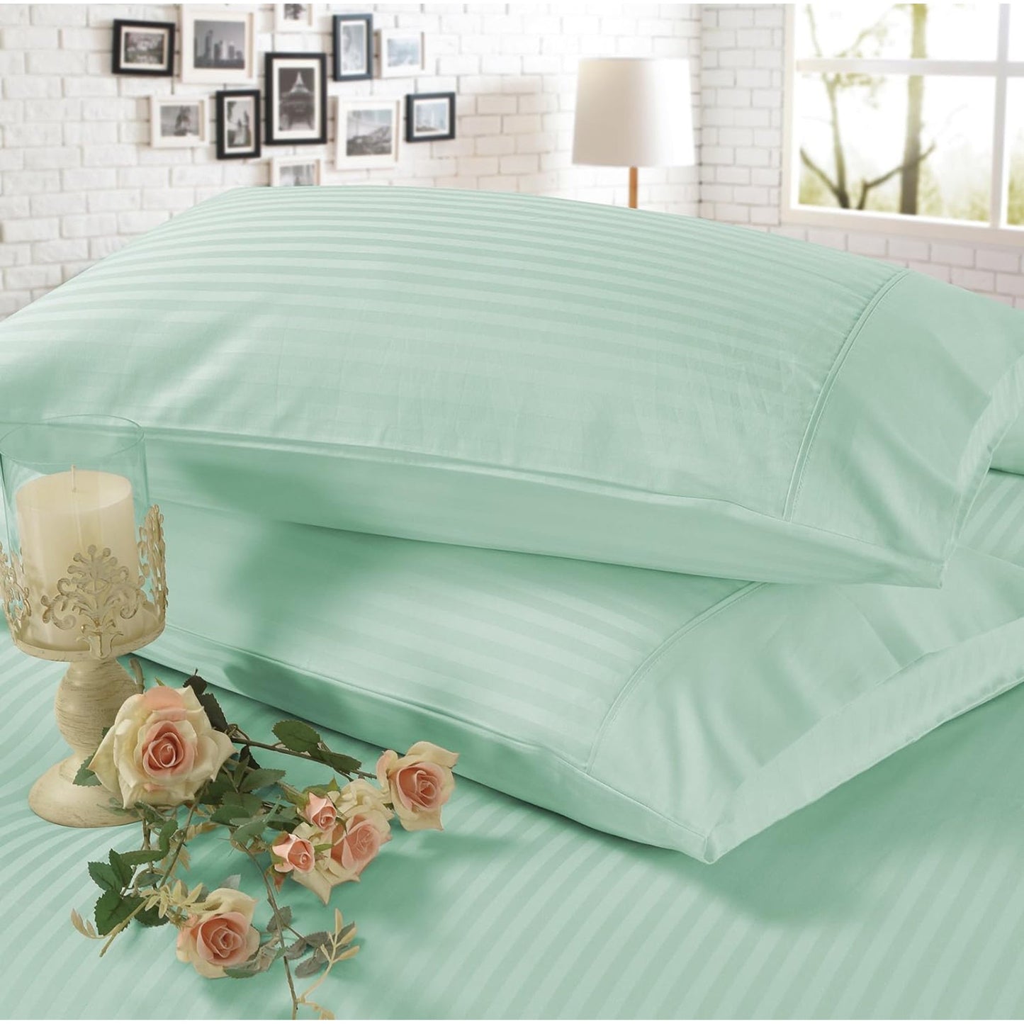 1200TC Egyptian Cotton Luxury Deep Pocket Bed Sheet Set - Cloud Stripe