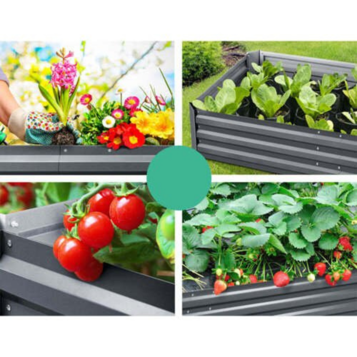 2pcs Galvanised Steel Raised Garden Beds 150x90x30cm Planter for Outdoor