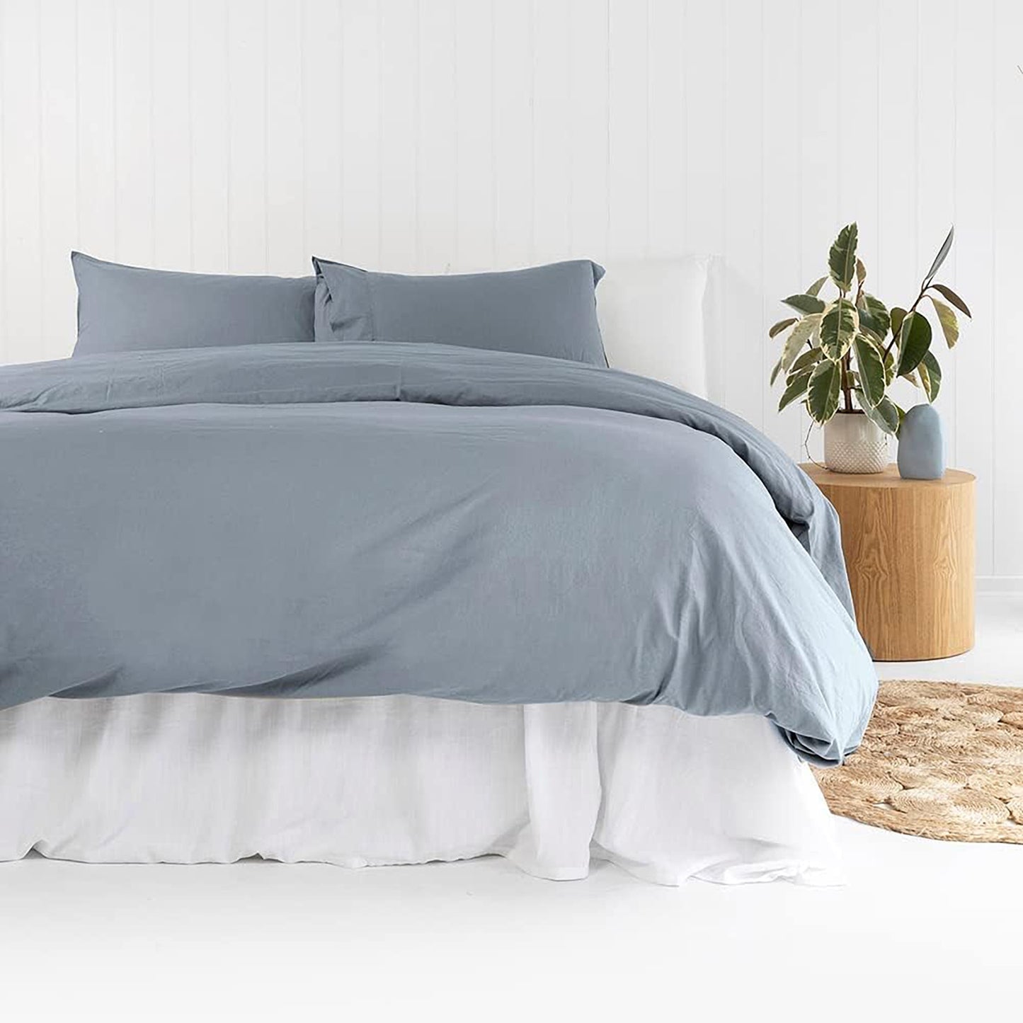 Temple Organic Cotton Quilt Cover Set - Steel Blue