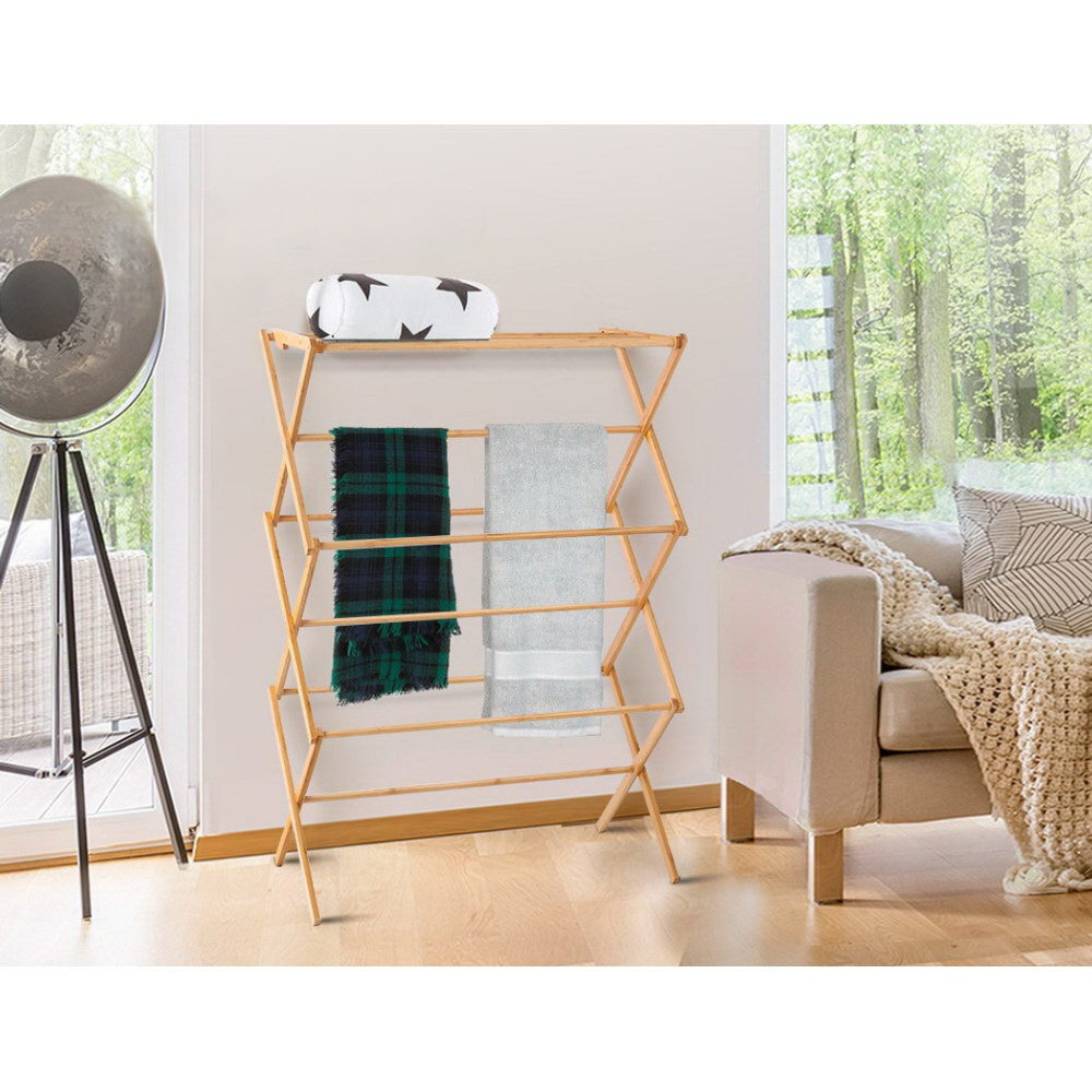Clothes Rack Airer Foldable Bamboo Drying Laundry Dryer Garment Hanger