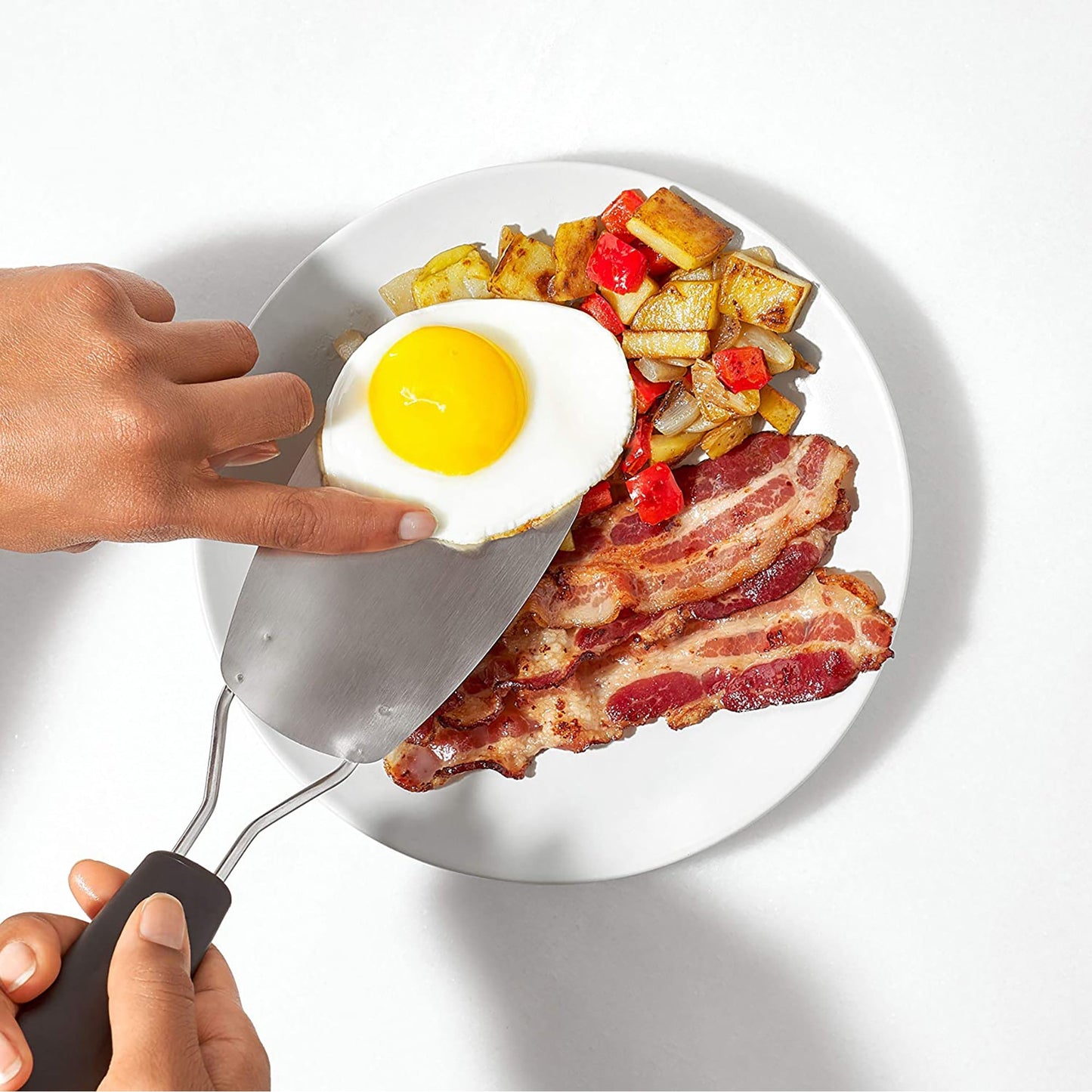 Stainless Steel Flexible Turner with Non Soft Slip Handle - Black