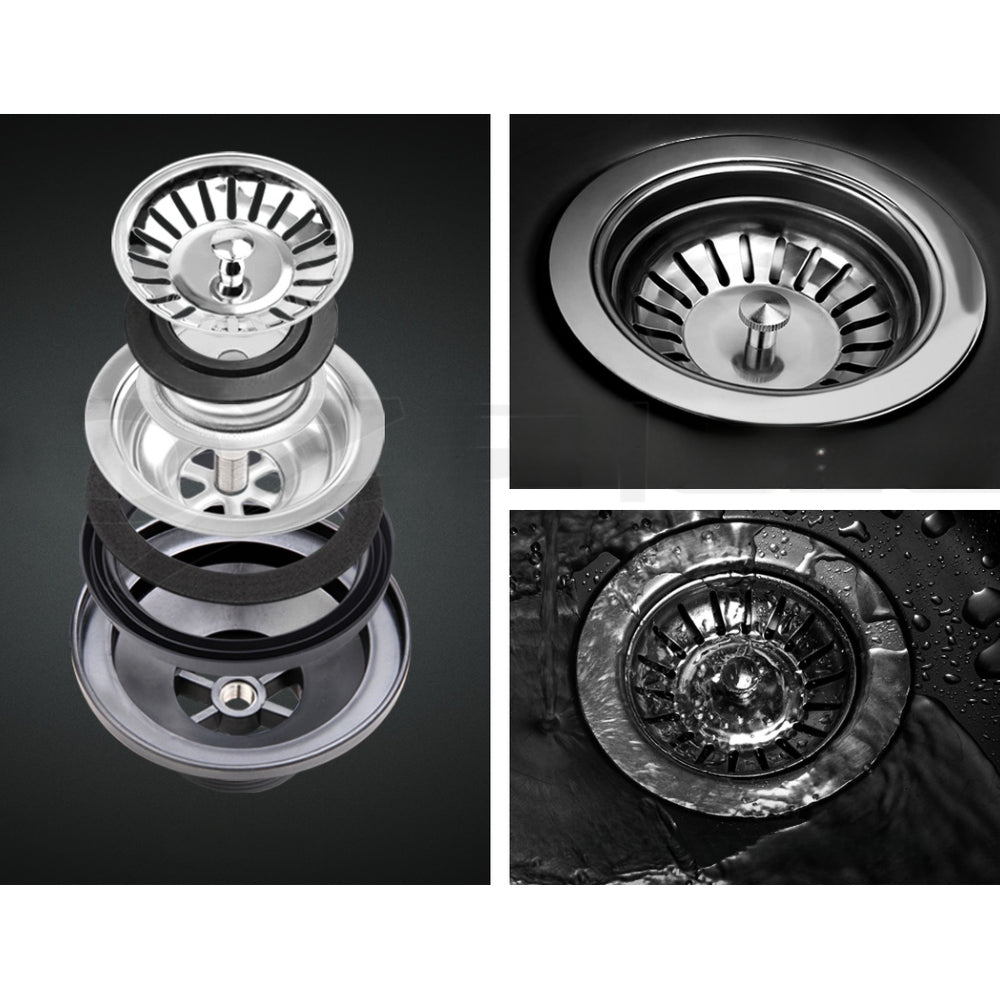Stone Kitchen Sink Round 430MM Granite Under/Topmount Basin Bowl Laundry Black