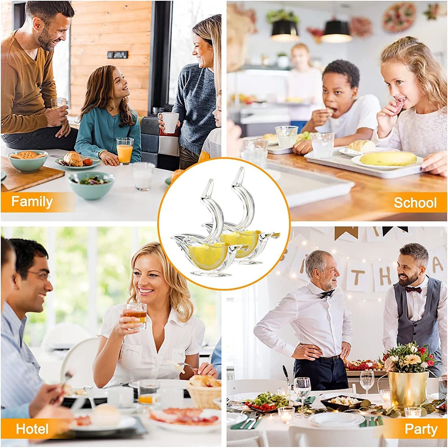 Portable Clear Acrylic Manual Lemon Slice Juicer Squeezer 2 Pcs