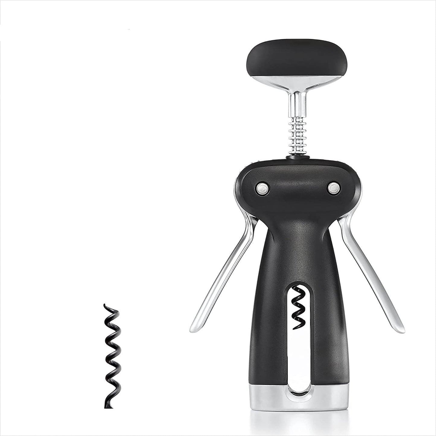 Non Stick Steel Corkscrew with Removable Cutter - Black