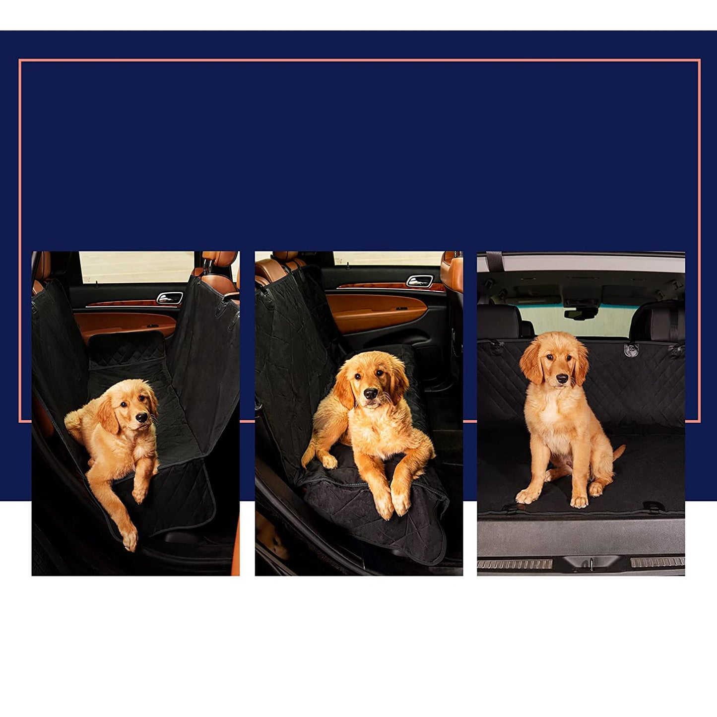 Durable Nonslip Hammock Dog Back Seat Cover Protector Scratchproof Pets Seat Covers for Cars Trucks SUVs - Black