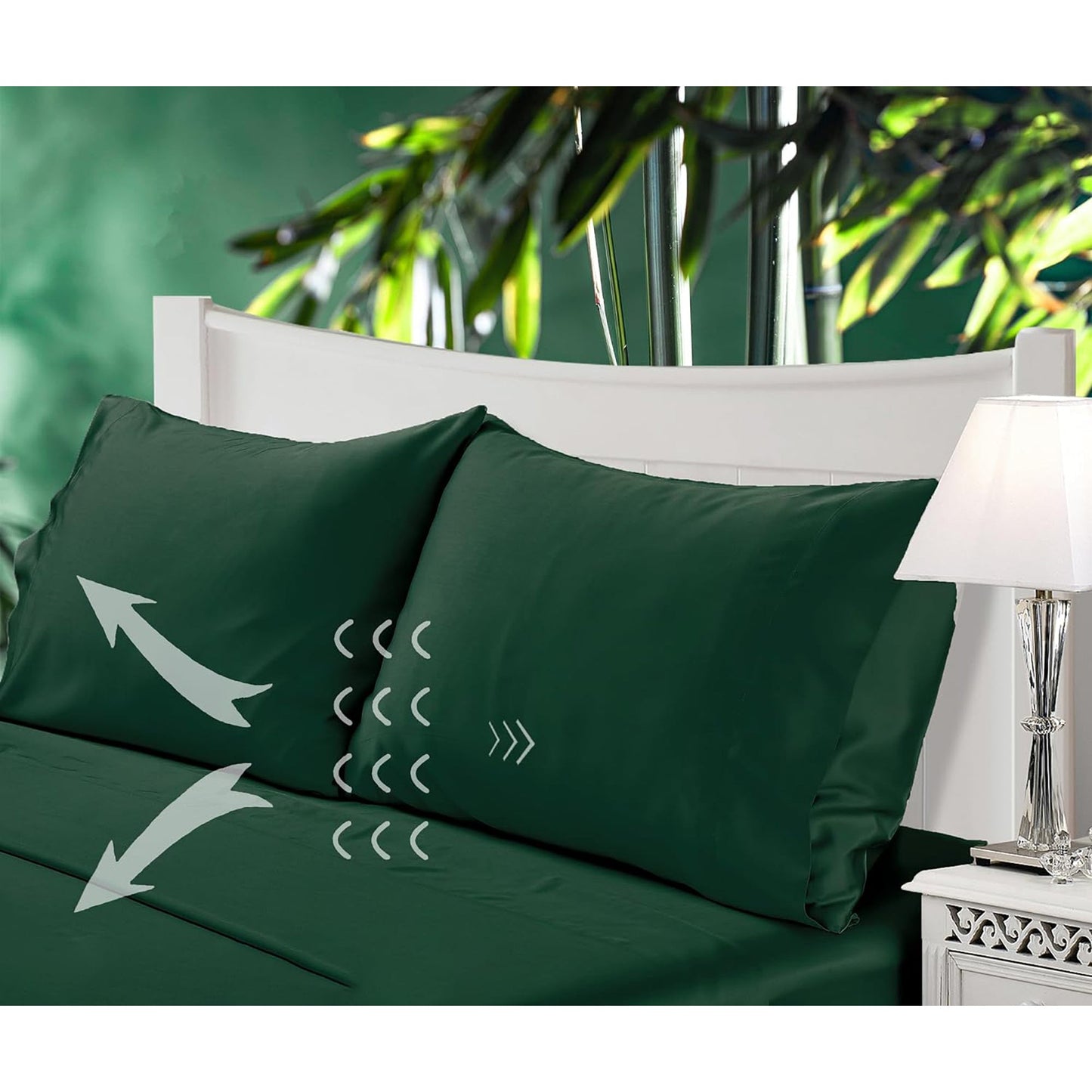 2 Pack Cooling Breathable Pillowcase with Envelope Closure - Forest Green