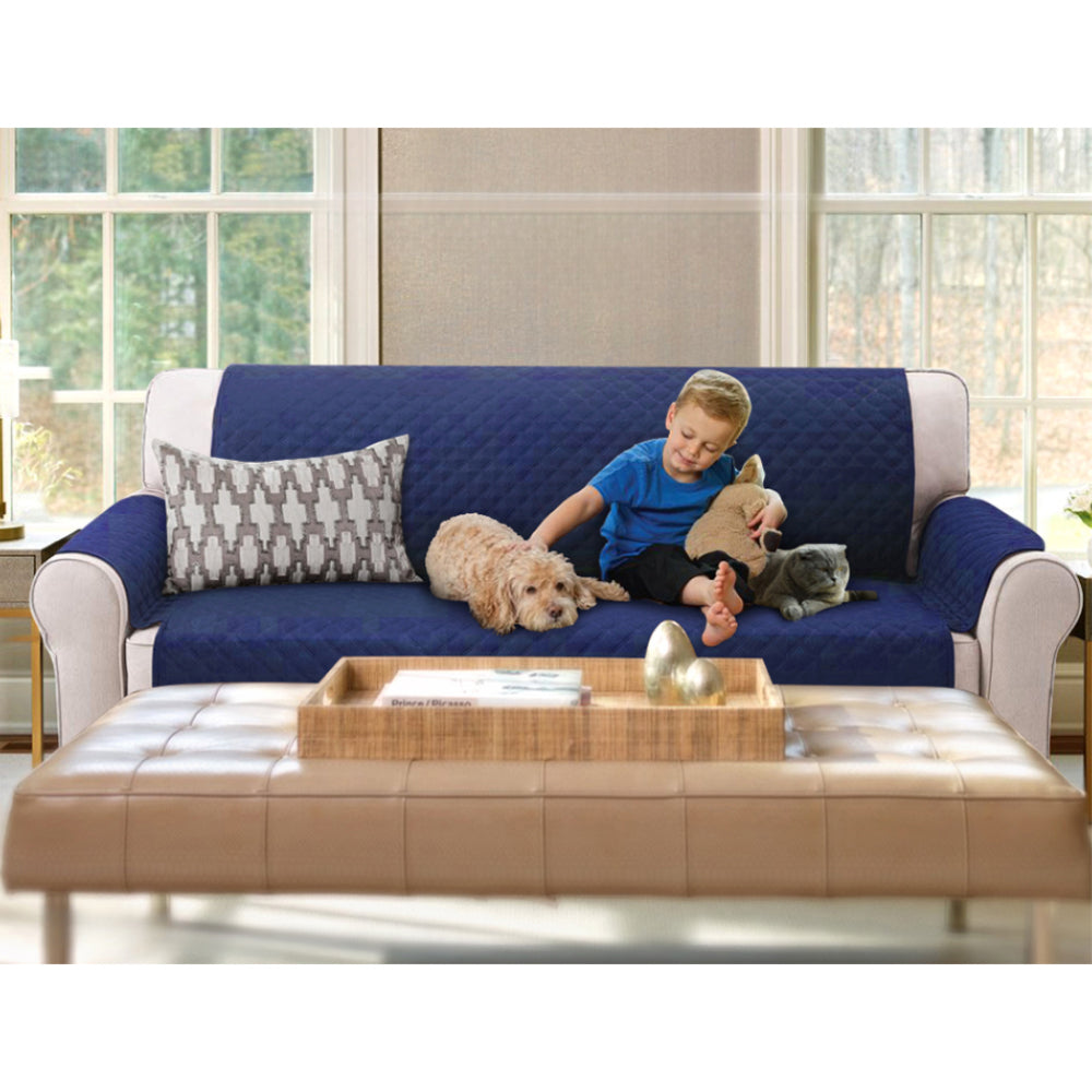 Sofa Cover Quilted Couch Covers Lounge Protector Slipcovers 3 Seater Navy