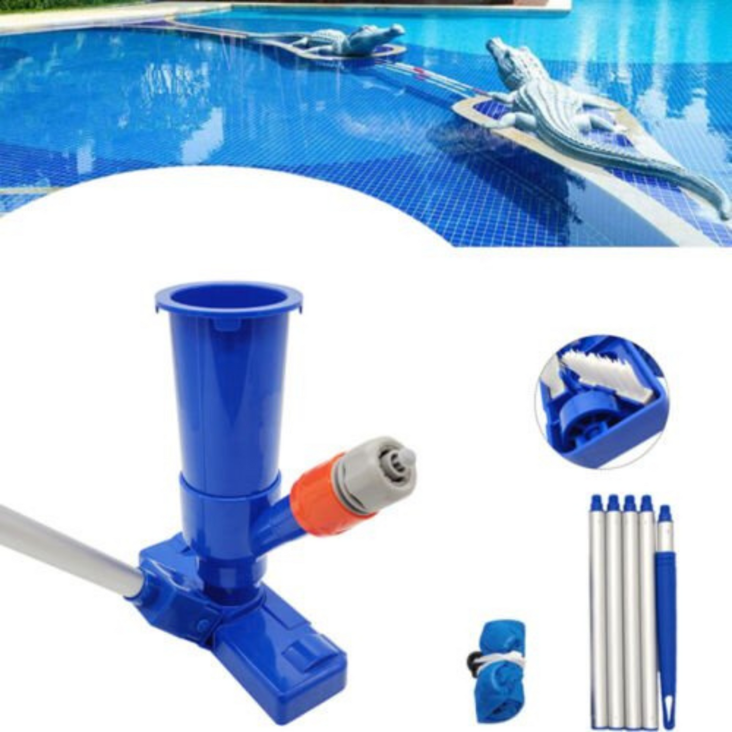 Swimming Pool Spa Pond Vacuum Cleaner Set with Brush and Pole