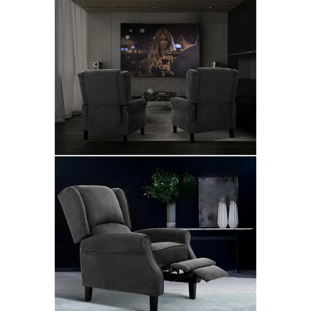 Recliner Chair Adjustable Sofa Lounge Soft Suede Armchair Couch Charcoal