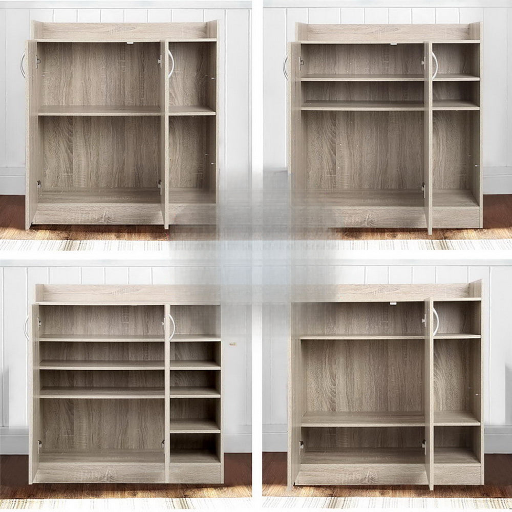 2 Doors Shoe Cabinet Storage Cupboard - Wood