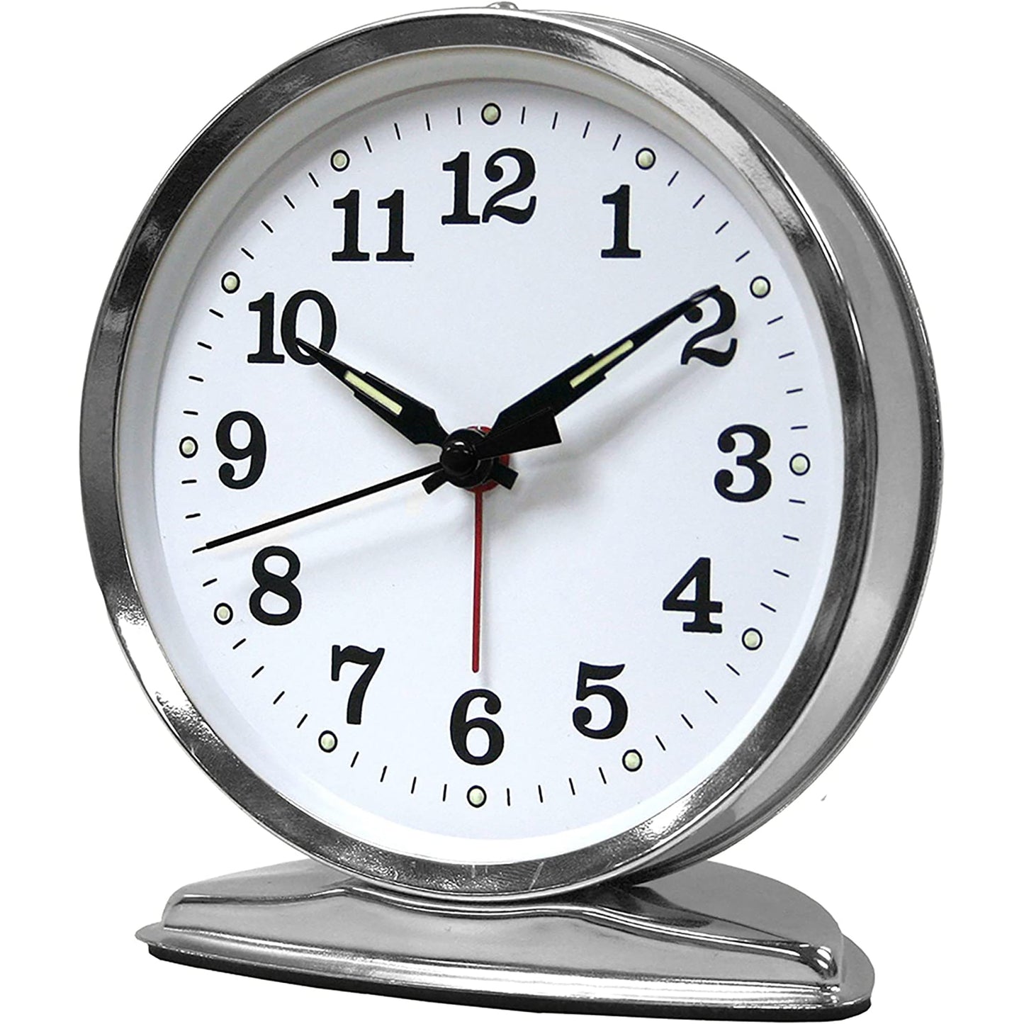 1 Wind Up Loud Bell Metal Analog Alarm Clock - Silver