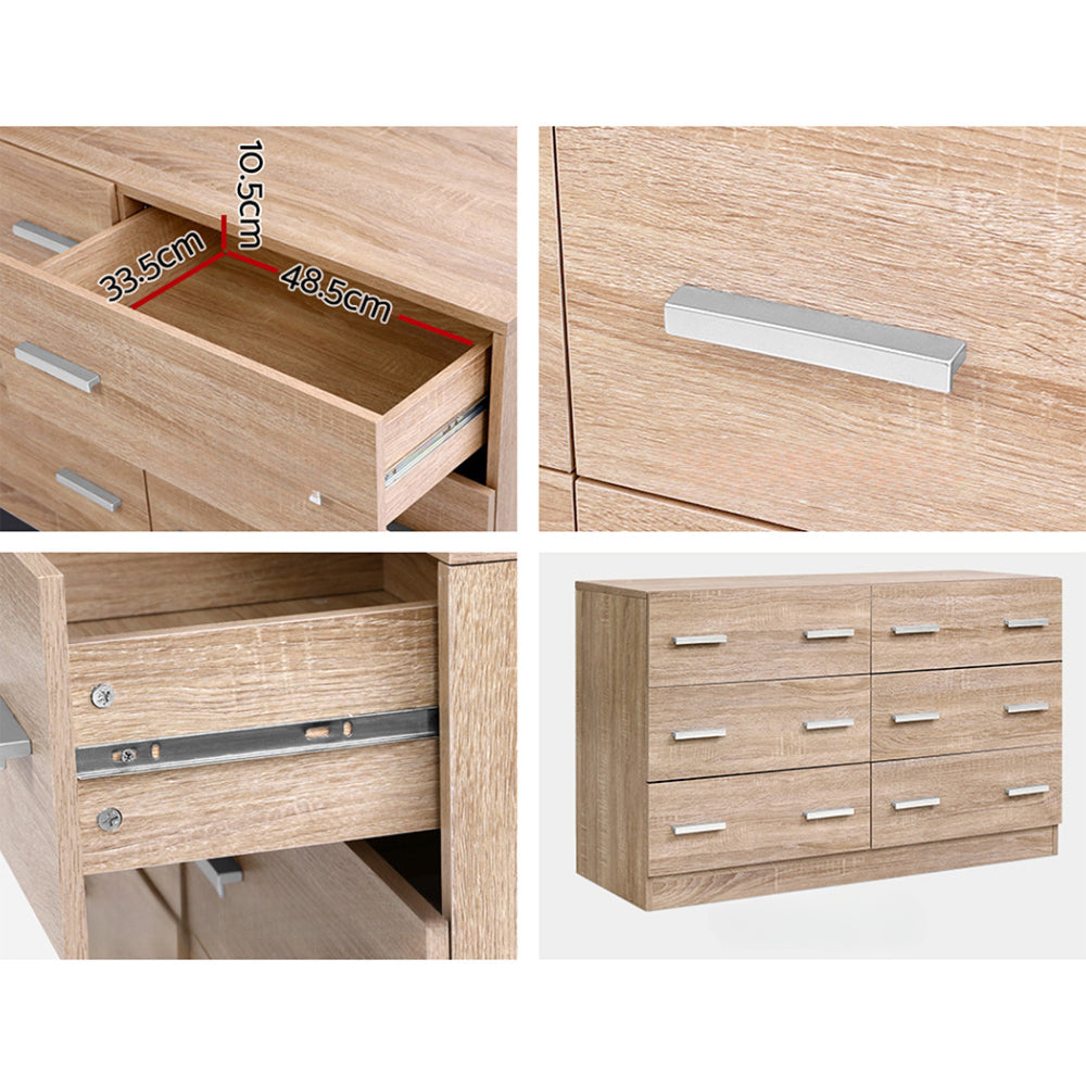 6 Chest of Drawers Cabinet Dresser Table Tallboy Lowboy Storage Wood