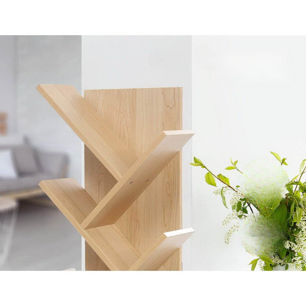 Display Shelf 9-Shelf Tree Bookshelf Book Storage Rack Bookcase Natural