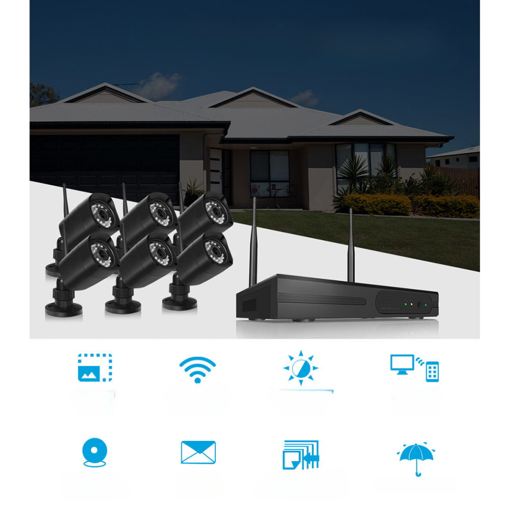 3MP 8CH NVR Wireless 6 Security Cameras Set