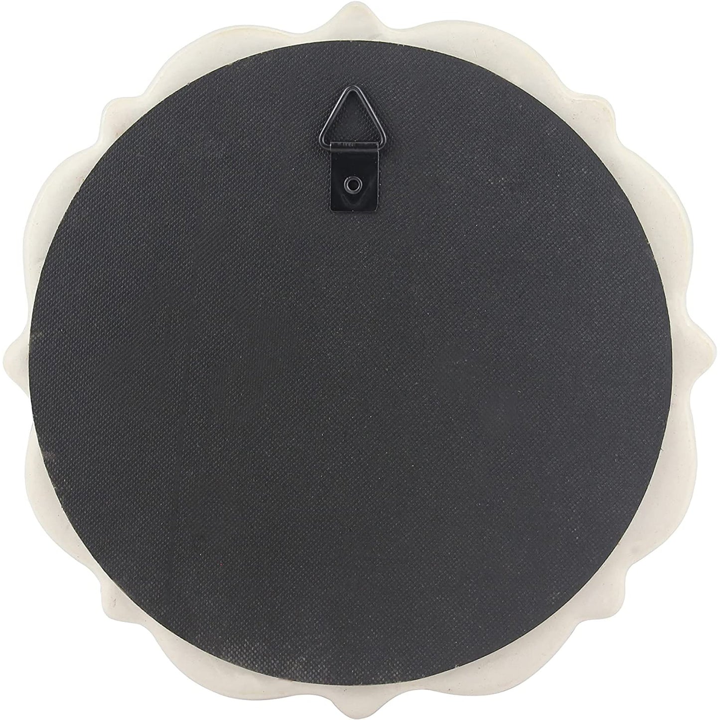 Decorative 8 Inch Antique White Round Ceramic Accent Wall Mirror