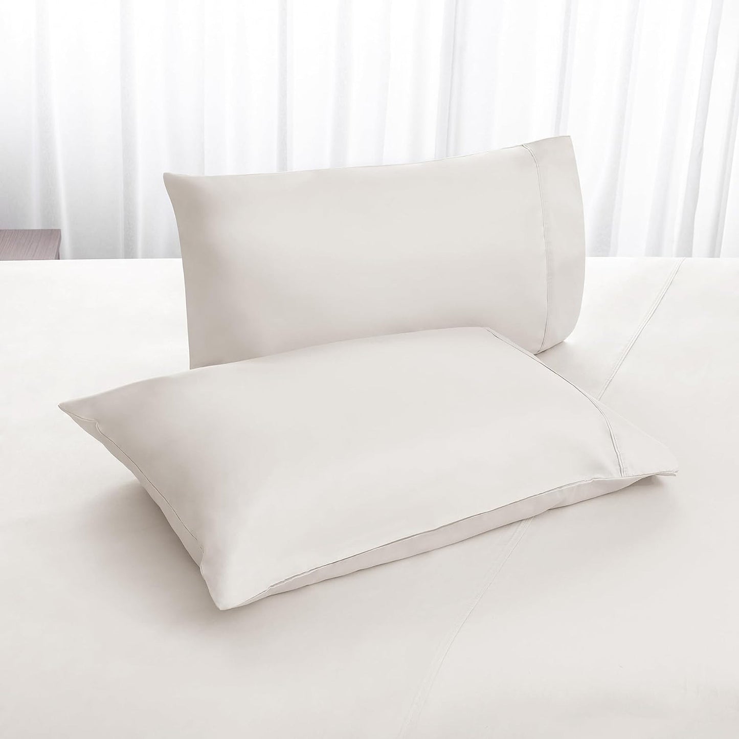 800TC Pure 100% Natural Cotton Sateen Weave Bed Sheet Set - Light Grey