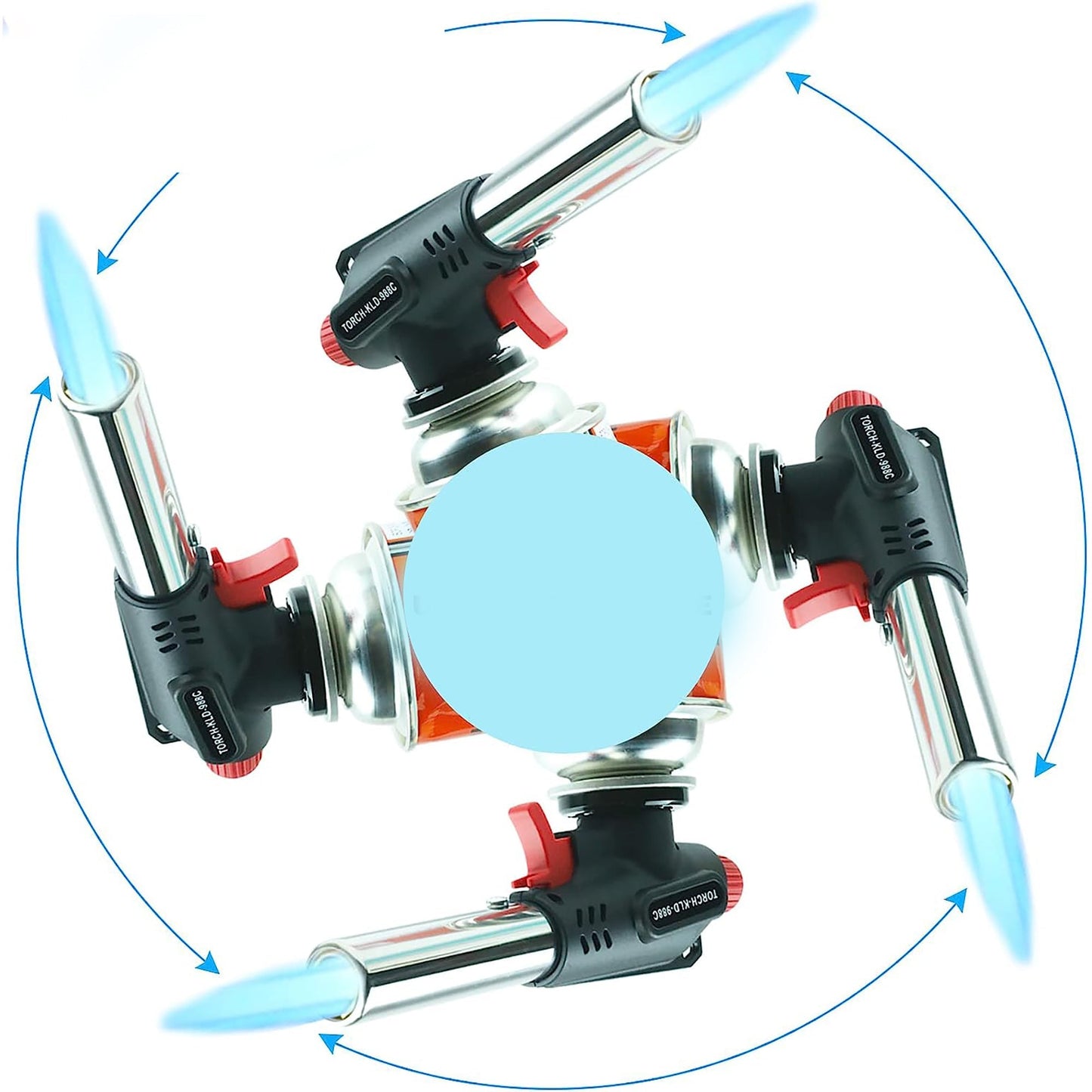 Multiple Use Butane Torch Kitchen Blow Lighter with Adjustable Flame - Black