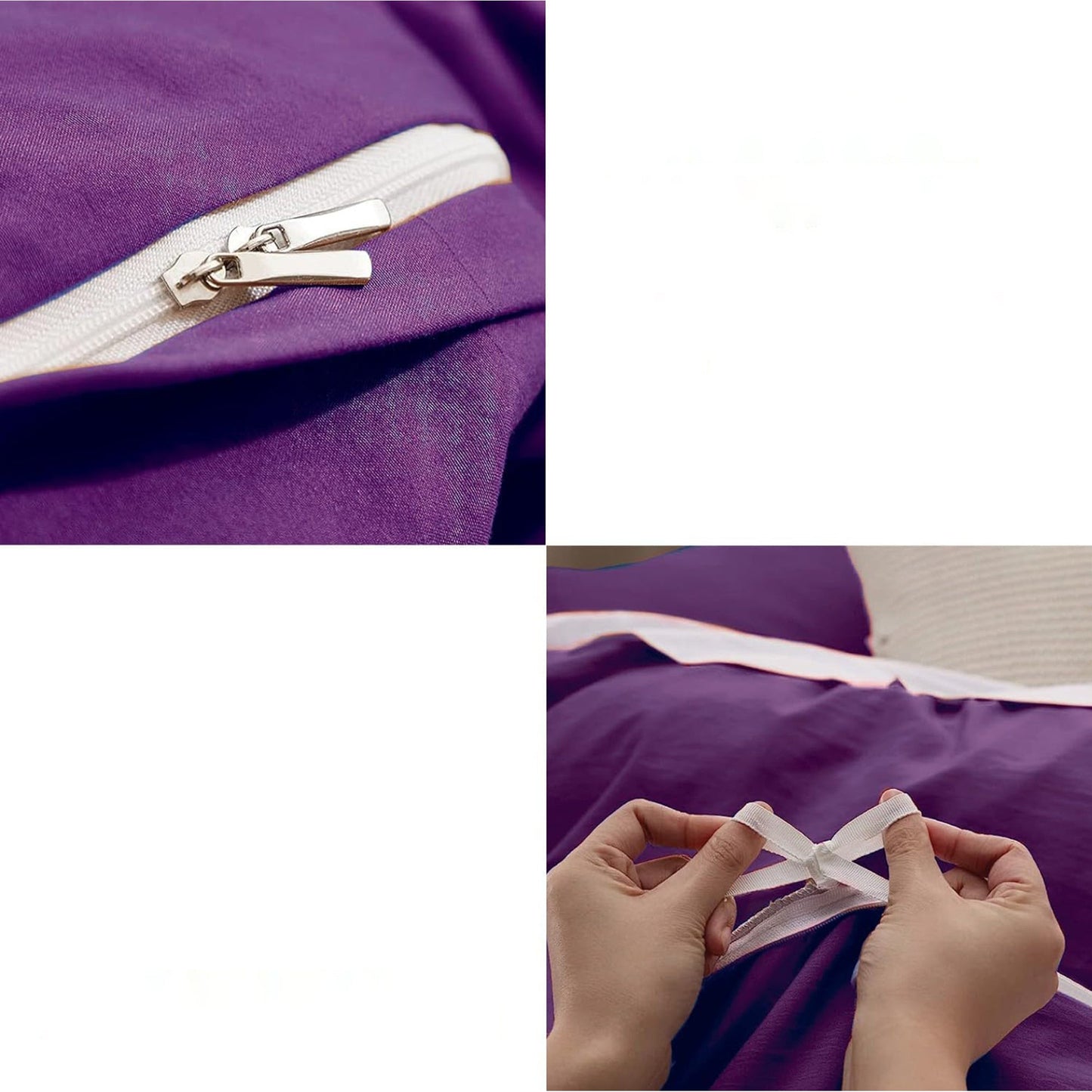 2000TC Ultra Soft Microfiber Zipper Closure Quilt Cover Set - Purple