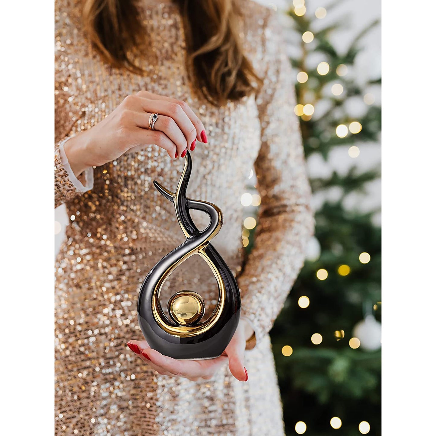 Modern Art Ceramic Statue Table Centerpiece Decorations Home Decor - Black