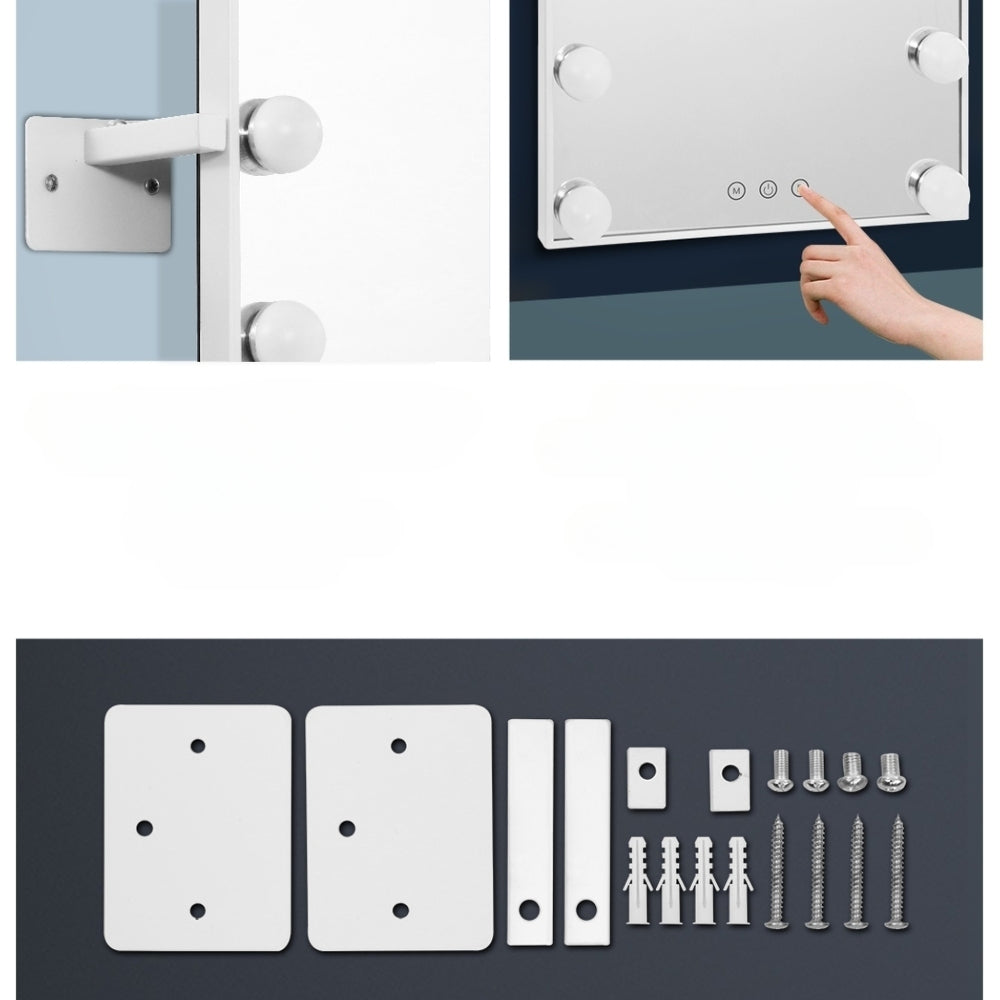 Hollywood Wall Makeup Mirror with Vanity Light  - 12 LED Bulbs