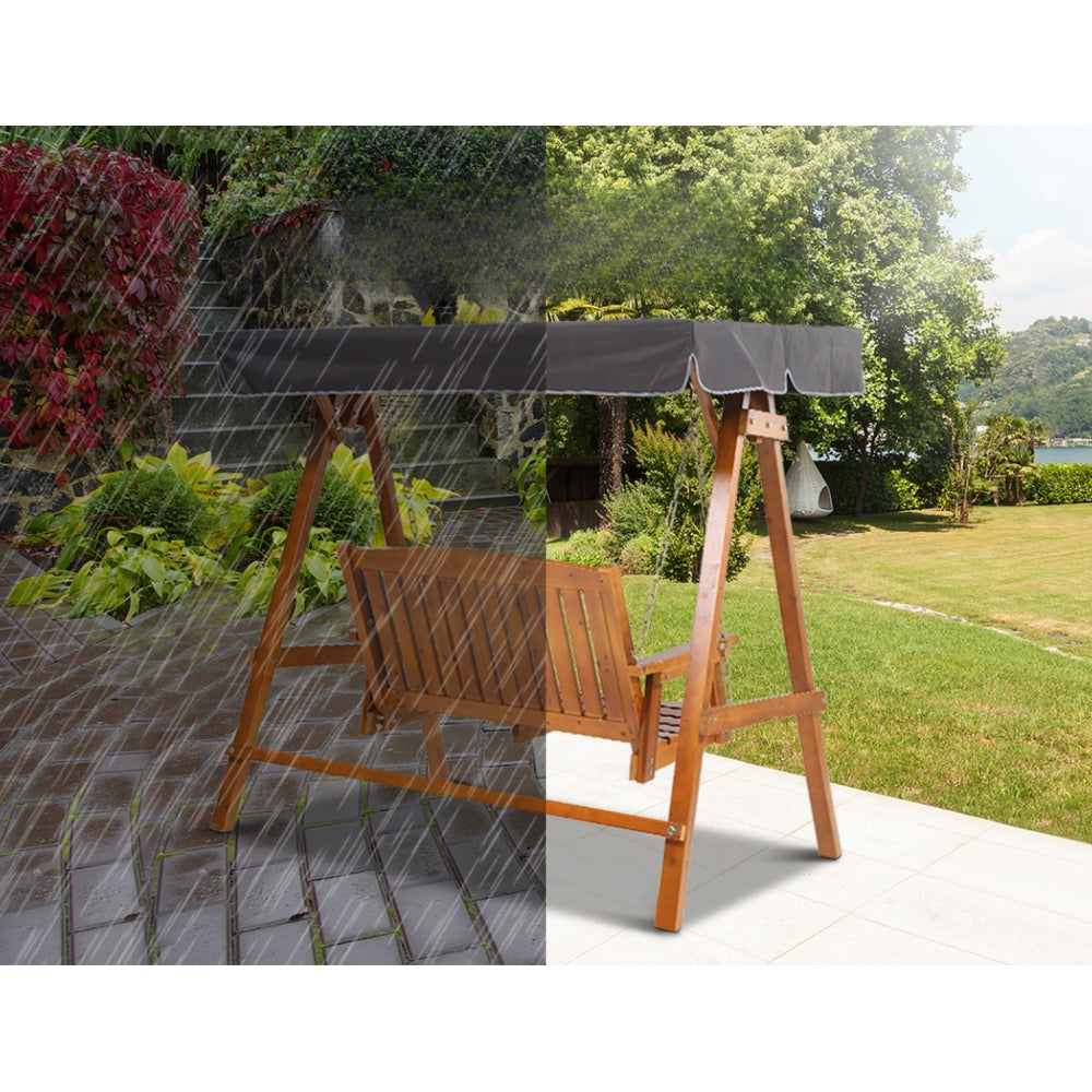 Wooden Swing Chair Garden Bench Outdoor Canopy 2 Seater - Natural