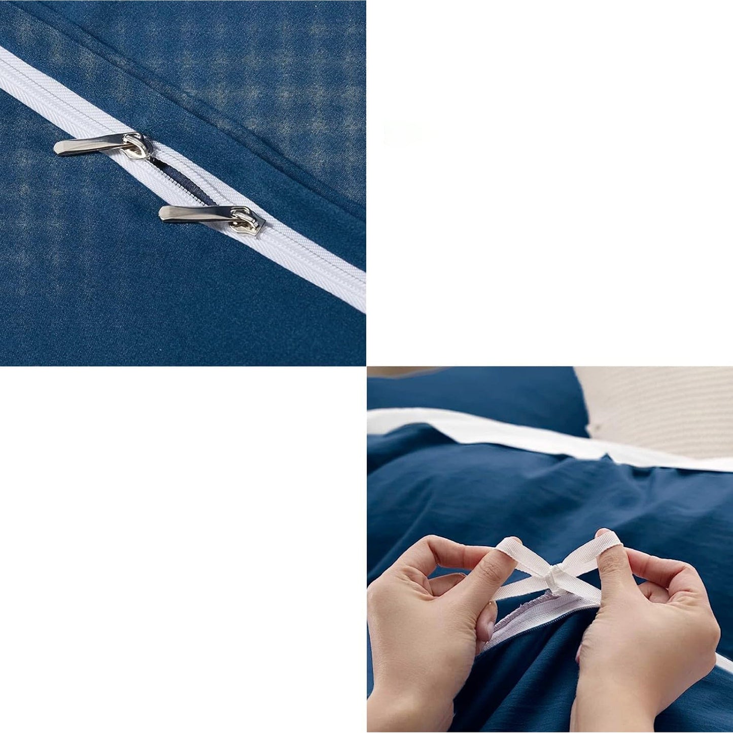 2000TC Ultra Soft Microfiber Zipper Closure Quilt Cover Set - Navy