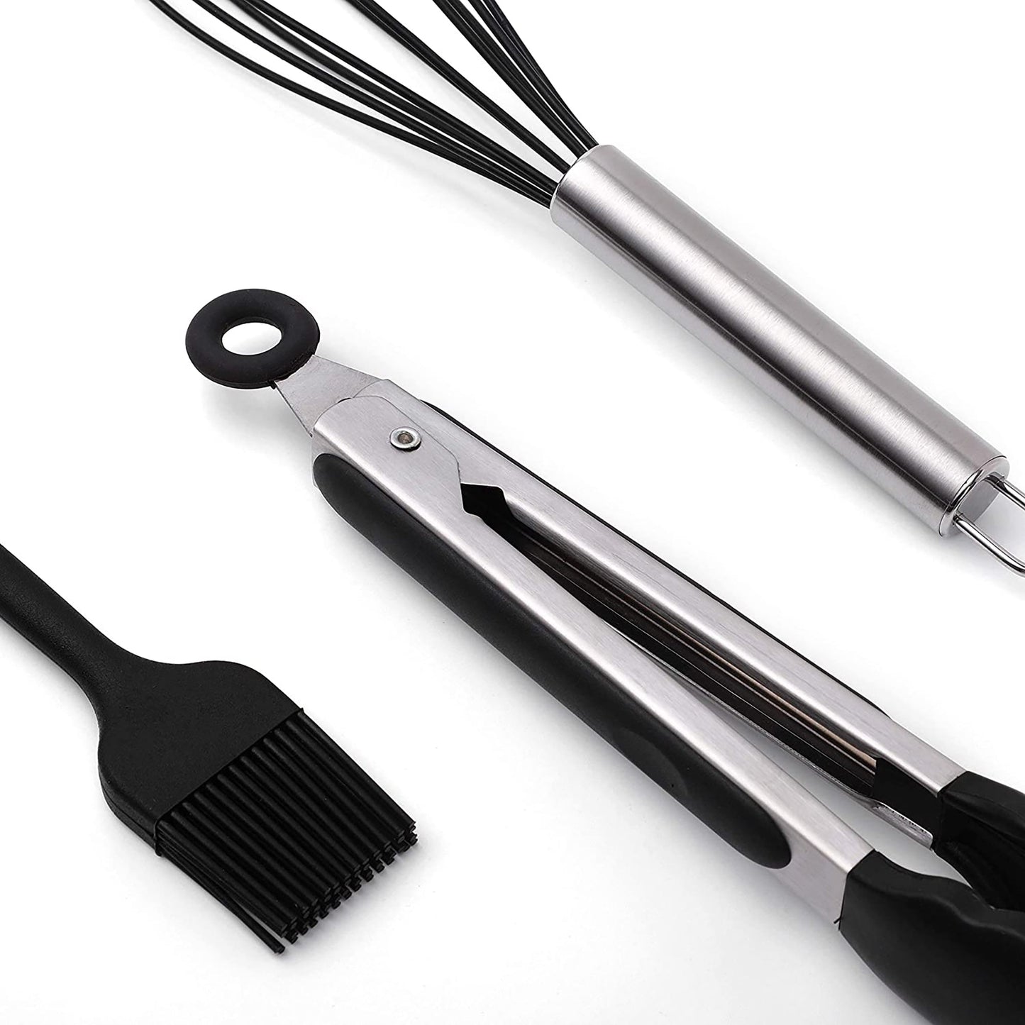 Non Toxic Heat Resistant Non Stick Silicone Kitchen Utensils Cooking Tools Set 14 Pcs - Black