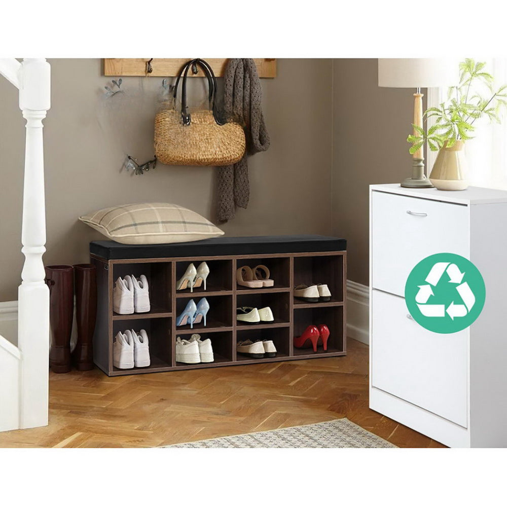 Shoe Cabinet Bench Shoes Storage Rack Organiser Shelf Cupboard Box Walnut