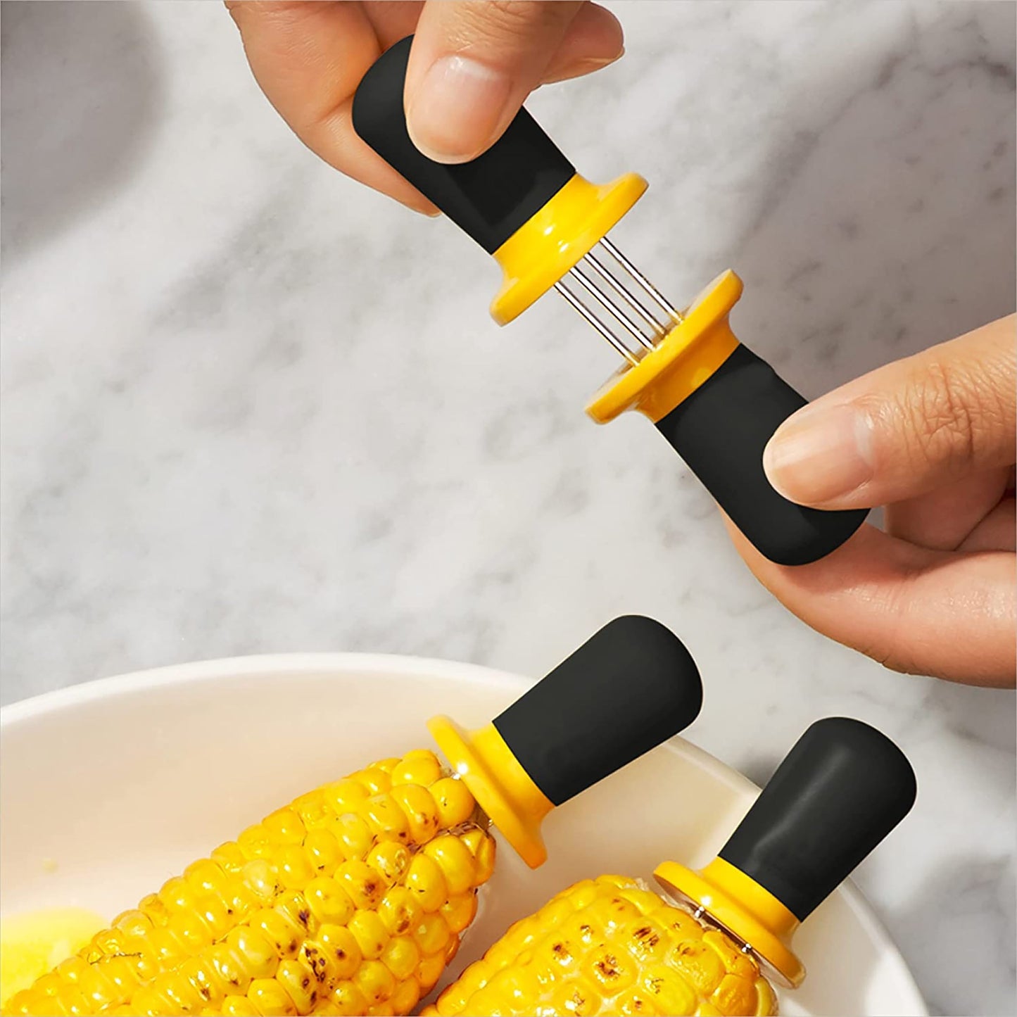Corn Cob Holders 8 Pieces 2.6 x1 Inch - Black and Yellow