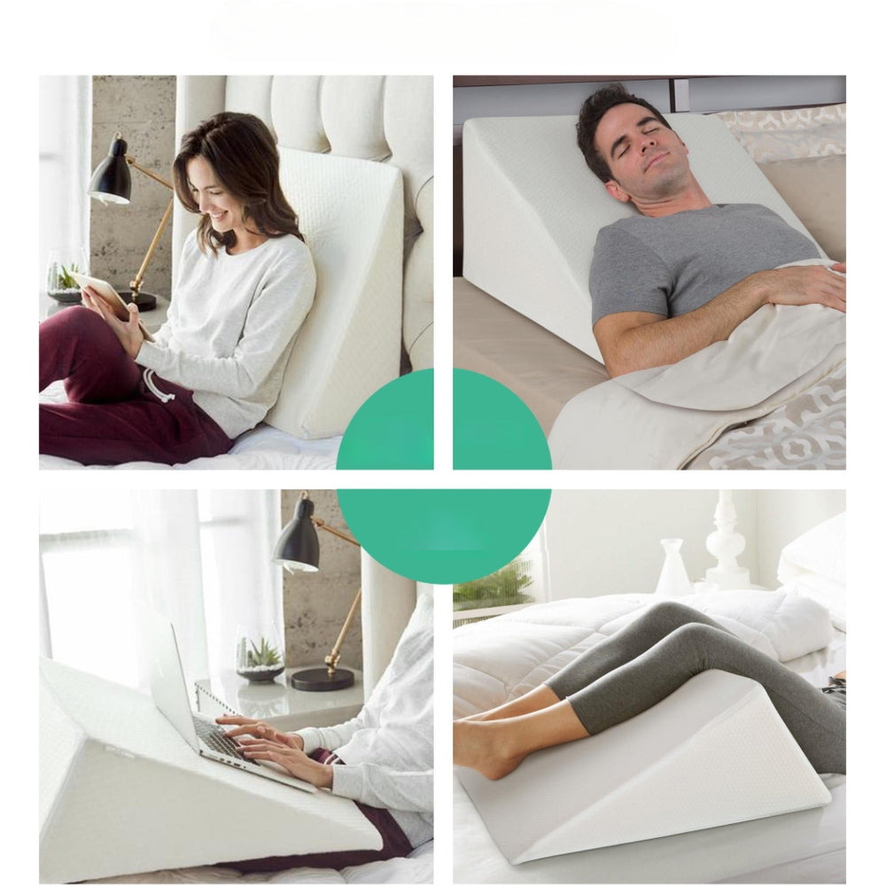 Bedding Memory Wedge Pillow Neck Back Support with Cover 2X - Beige