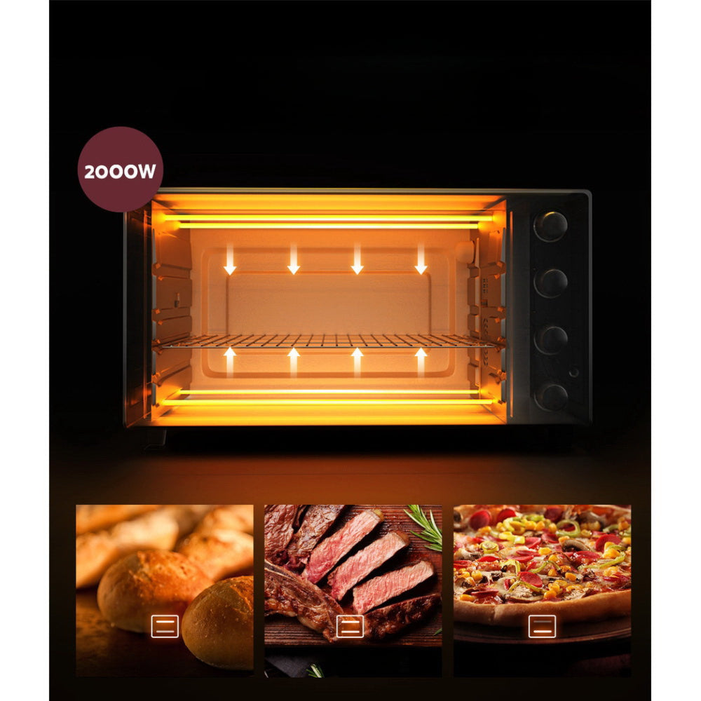 Electric Convection Oven Bake Benchtop Rotisserie Grill 60L
