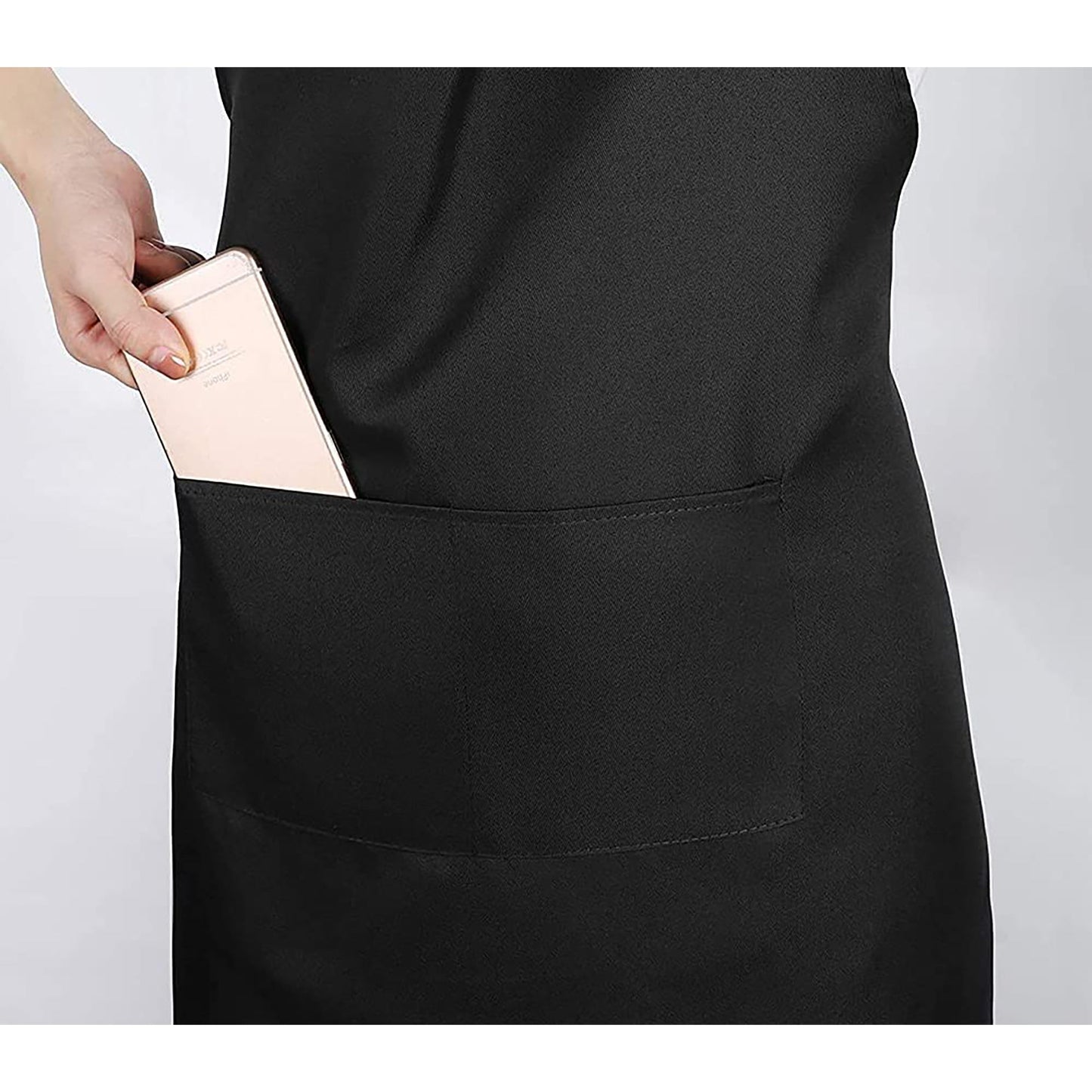 Adjustable Water Oil Stain Resistant with 2 Pockets Aprons Large Size 27 x 29 Inch - Black and White