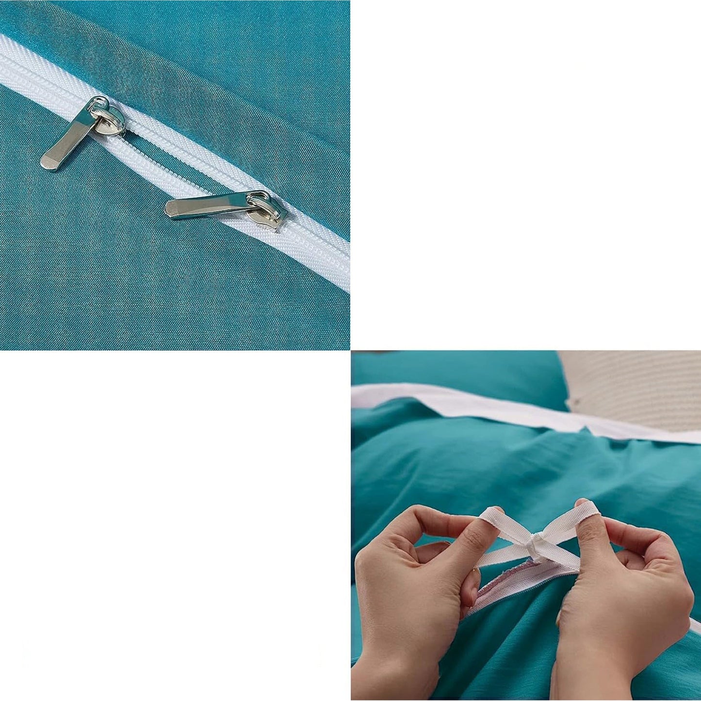 2000TC Ultra Soft Microfiber Zipper Closure Quilt Cover Set - Biscay Blue