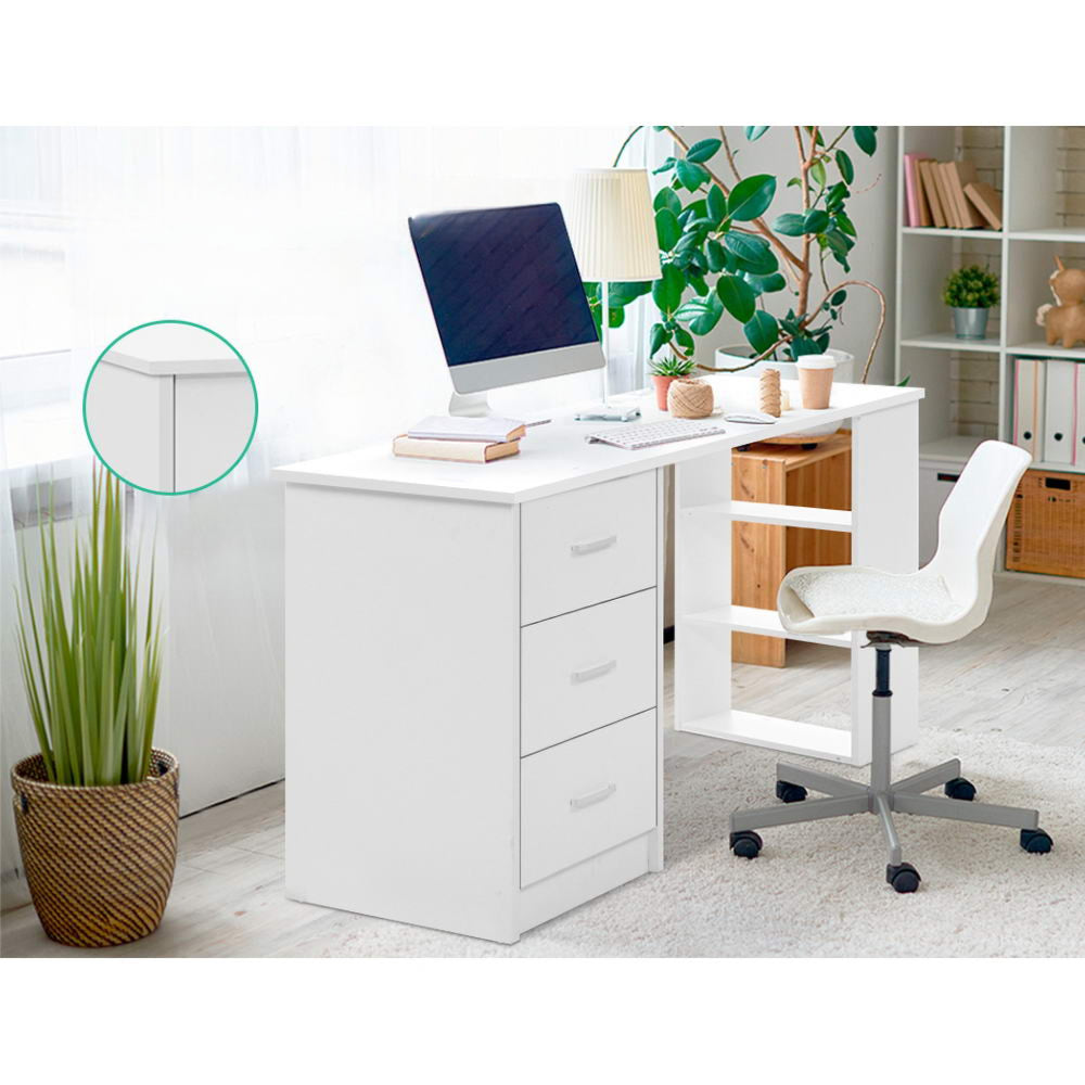 Office Computer Desk Student Study Table Workstation 3 Drawers Shelf 120cm