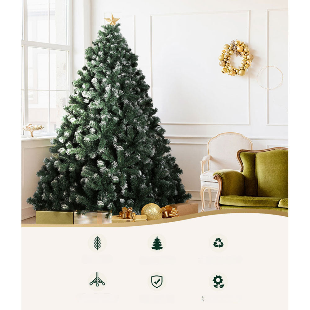 Christmas Tree Xmas Decorations Snowy 1500 Tips - 2.4m