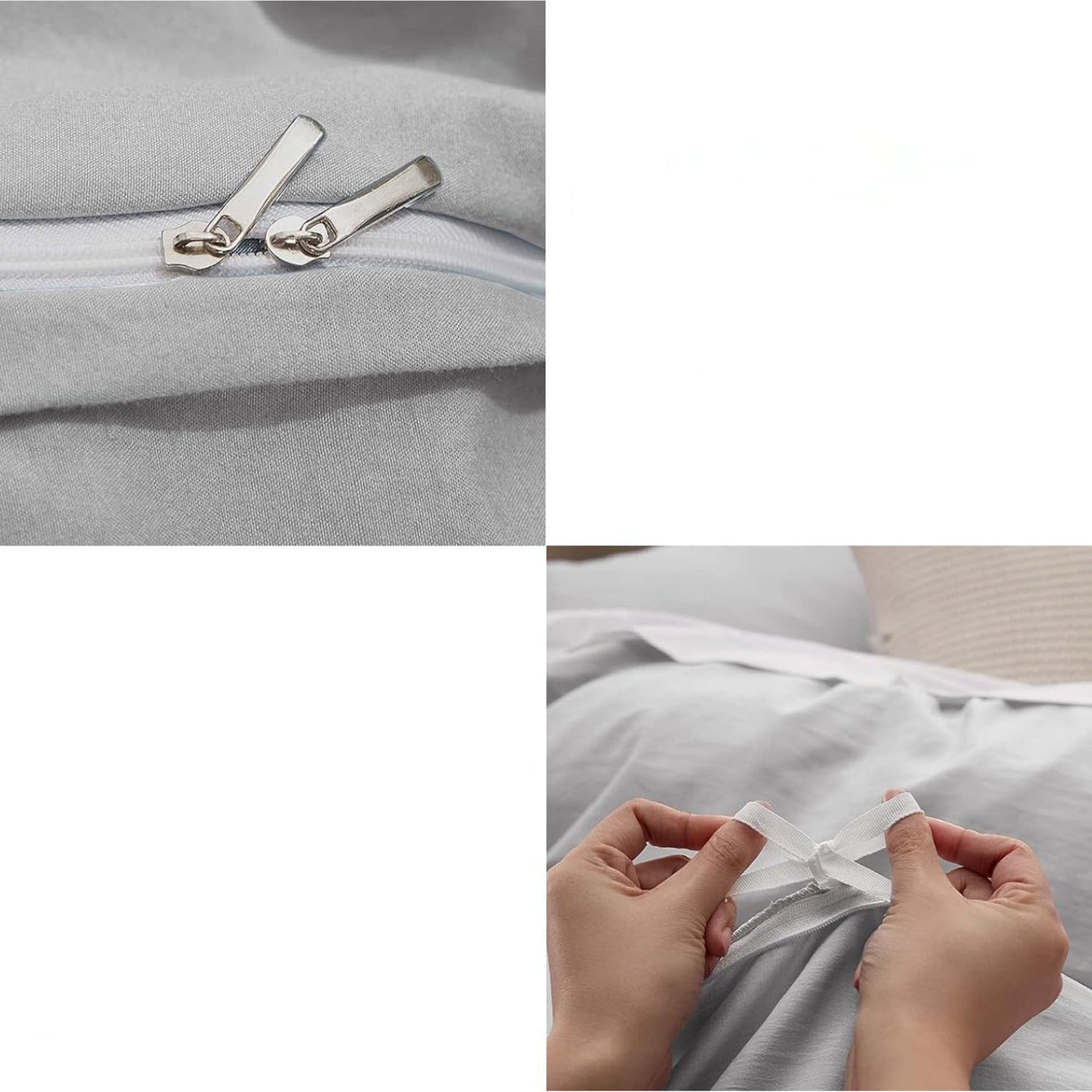 2000TC Ultra Soft Microfiber Zipper Closure Quilt Cover Set - Silver Grey