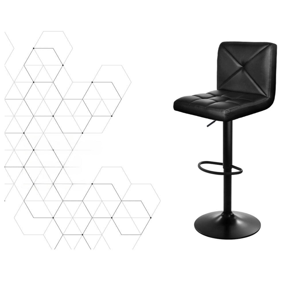 Set of 4 Bar Stools PU Leather Criss Cross Style - Black