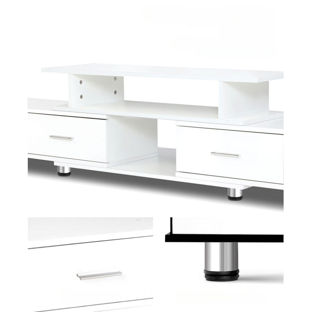 TV Cabinet Entertainment Unit Stand Wooden 160CM To 220CM Lowline Storage Drawers White