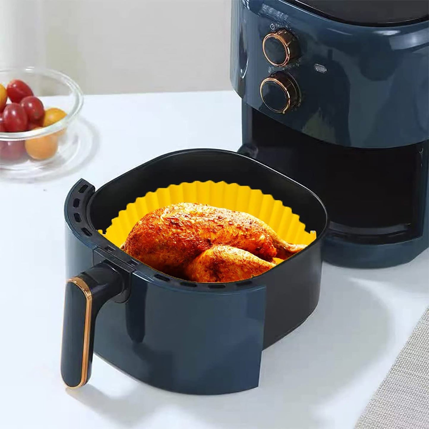 Air Fryer Reusable Non Stick Heat Resistant Silicone Pots 2 Pcs - Yellow