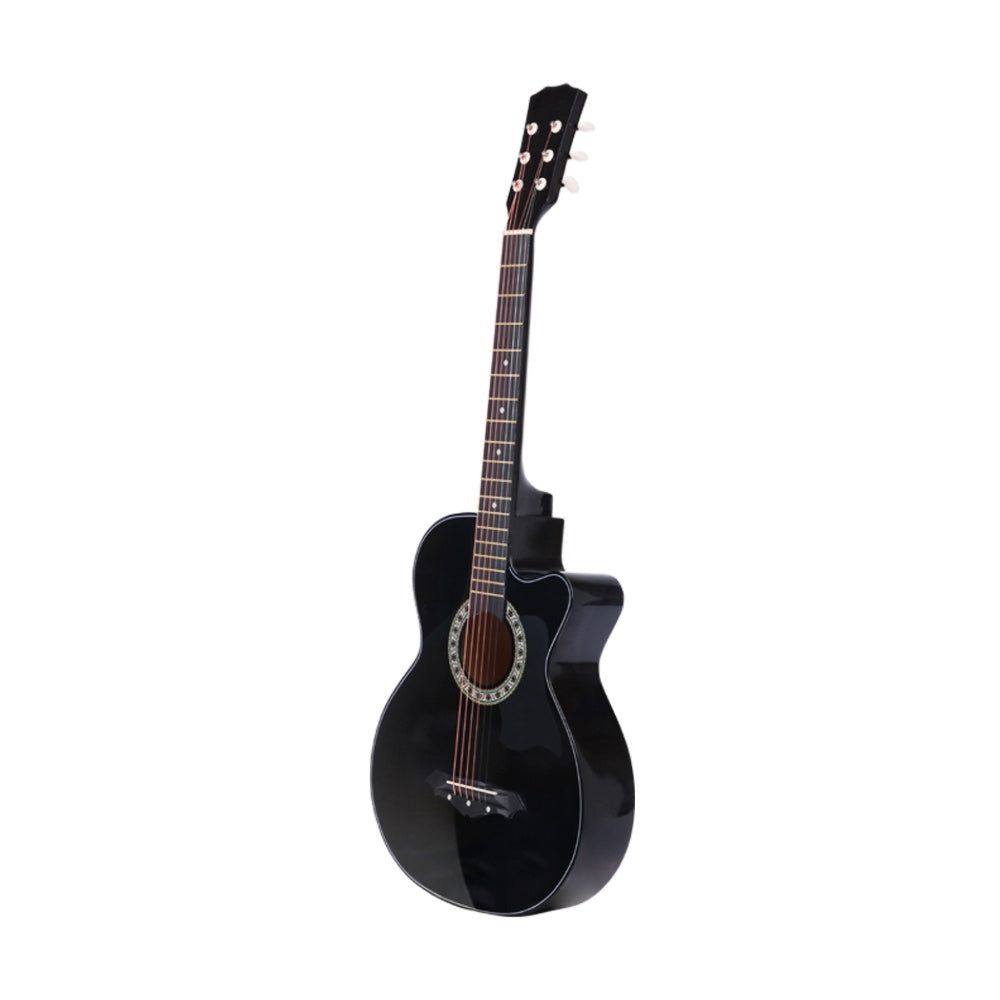 38 Inch Wooden Acoustic Guitar with Accessories set Black