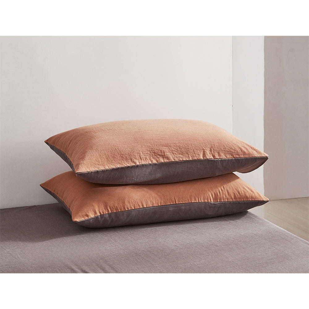 Bed Sheet Set Cotton Sheets Orange Brown Single/Double/Queen/King