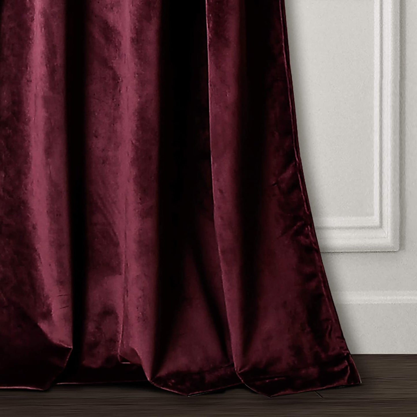 Room Darkening Velvet Curtains Window Panel Set for Living Dining Bedroom Pair 84 in - Plum
