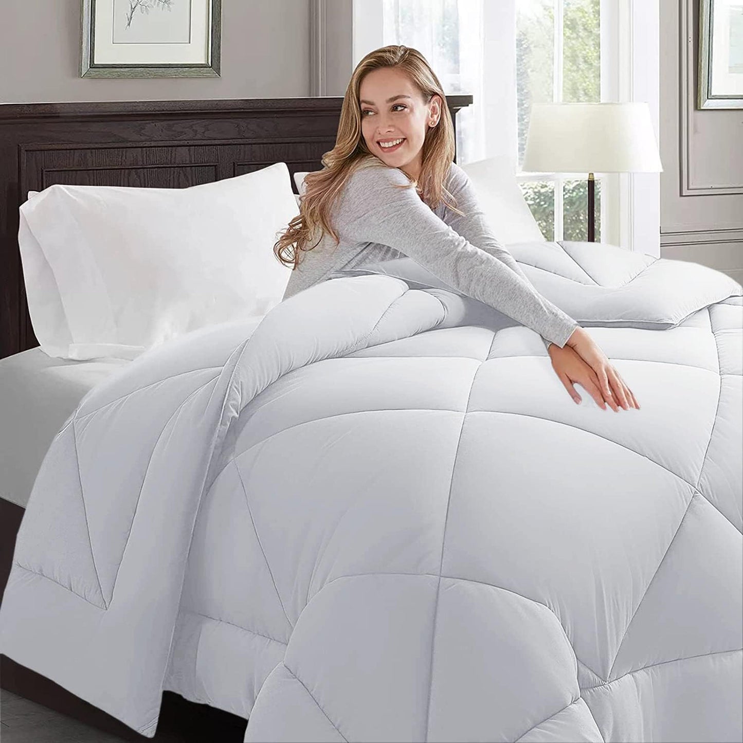 Warm and Cooling Microfibre Comforter Bedding Set - White