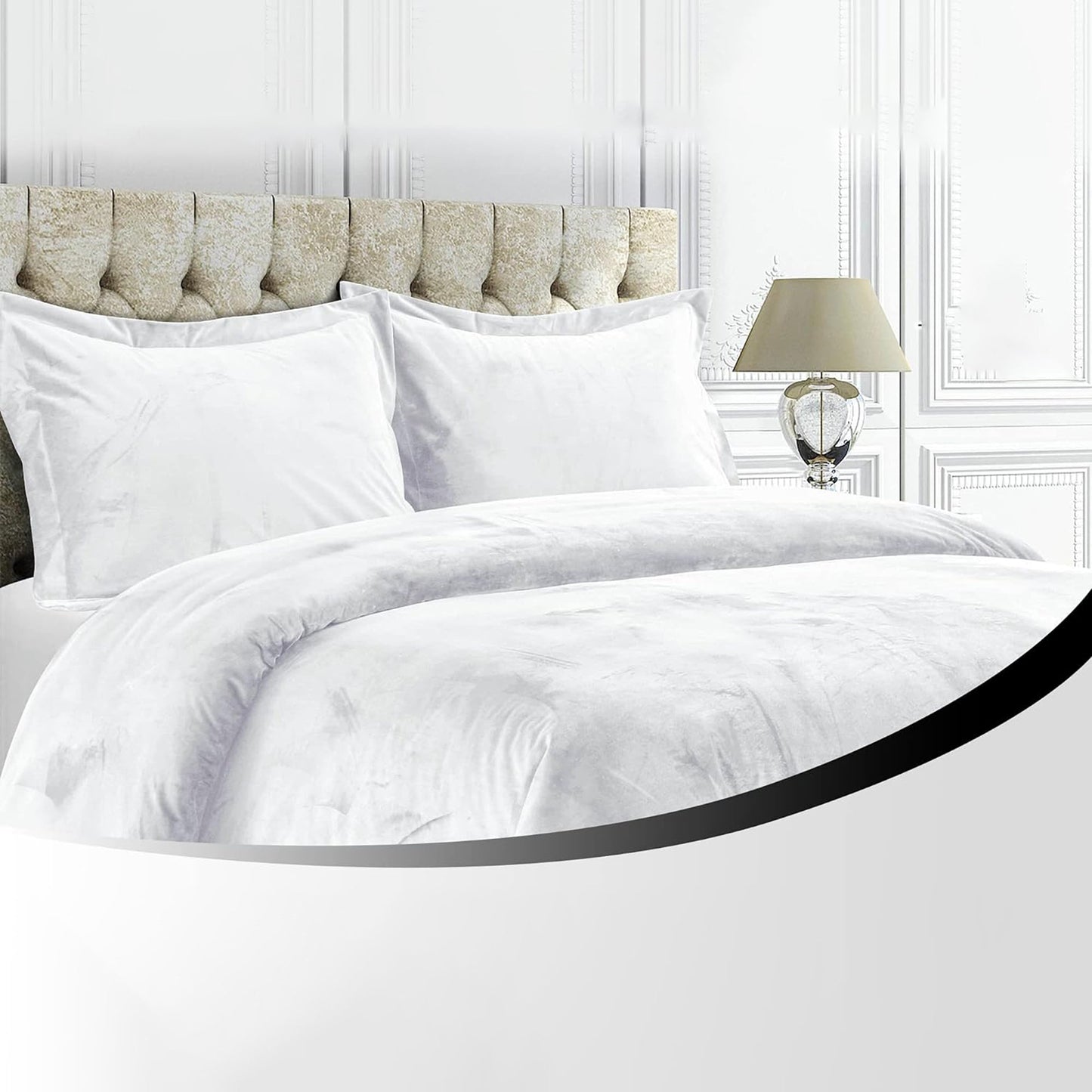 Venice Velvet Oversized Solid Duvet Cover Set - White