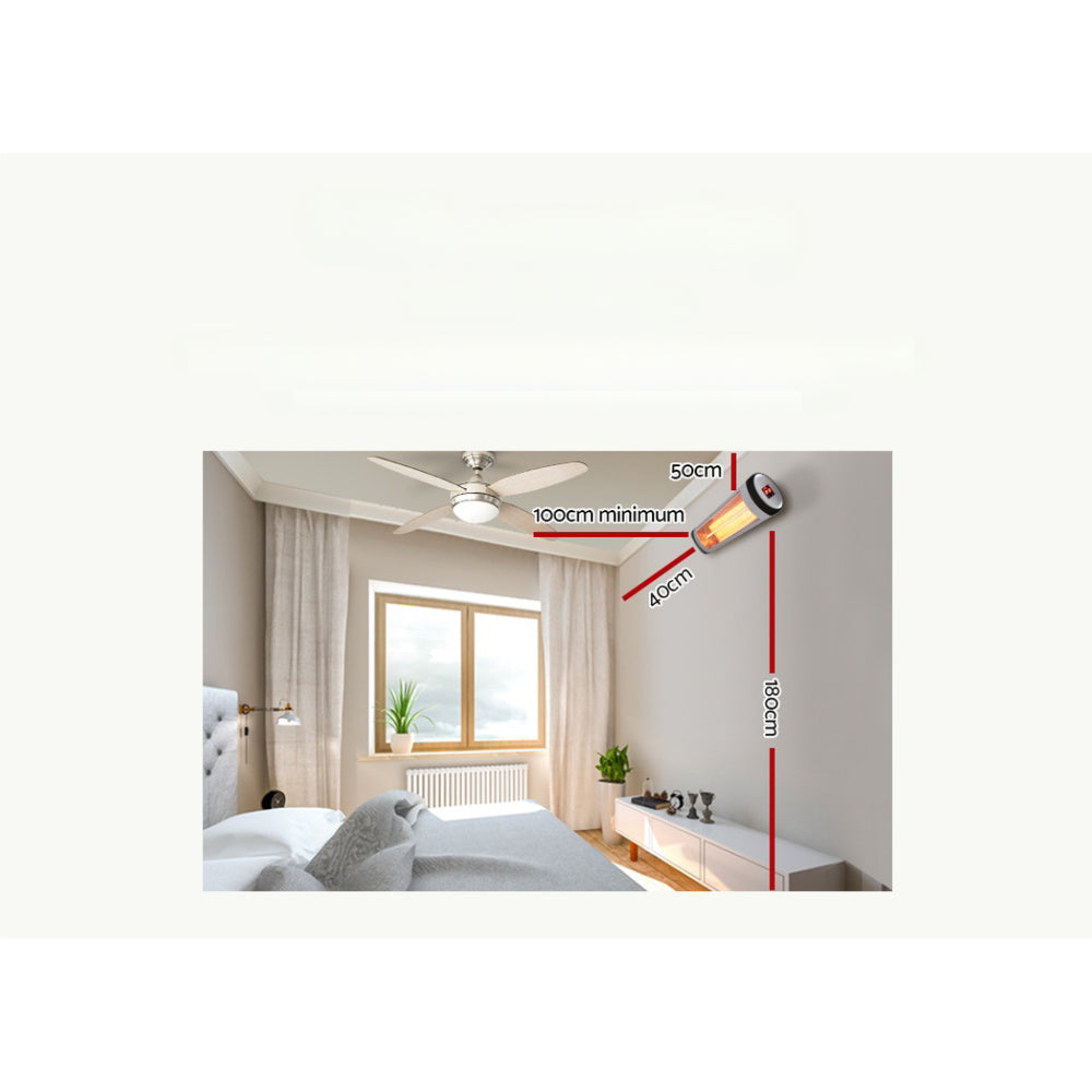 Electric Radiant Heater Patio Strip Heaters Infrared Indoor Outdoor Patio Remote Control 2000W