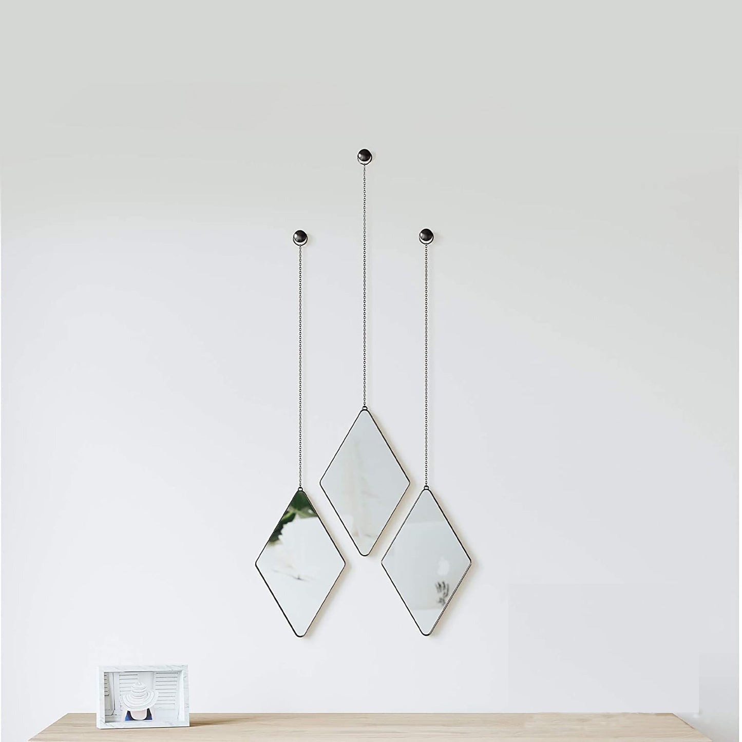 Apartment Decor Trio Wall Art Clear Black Decorative Wall Mirrors - Set of 3